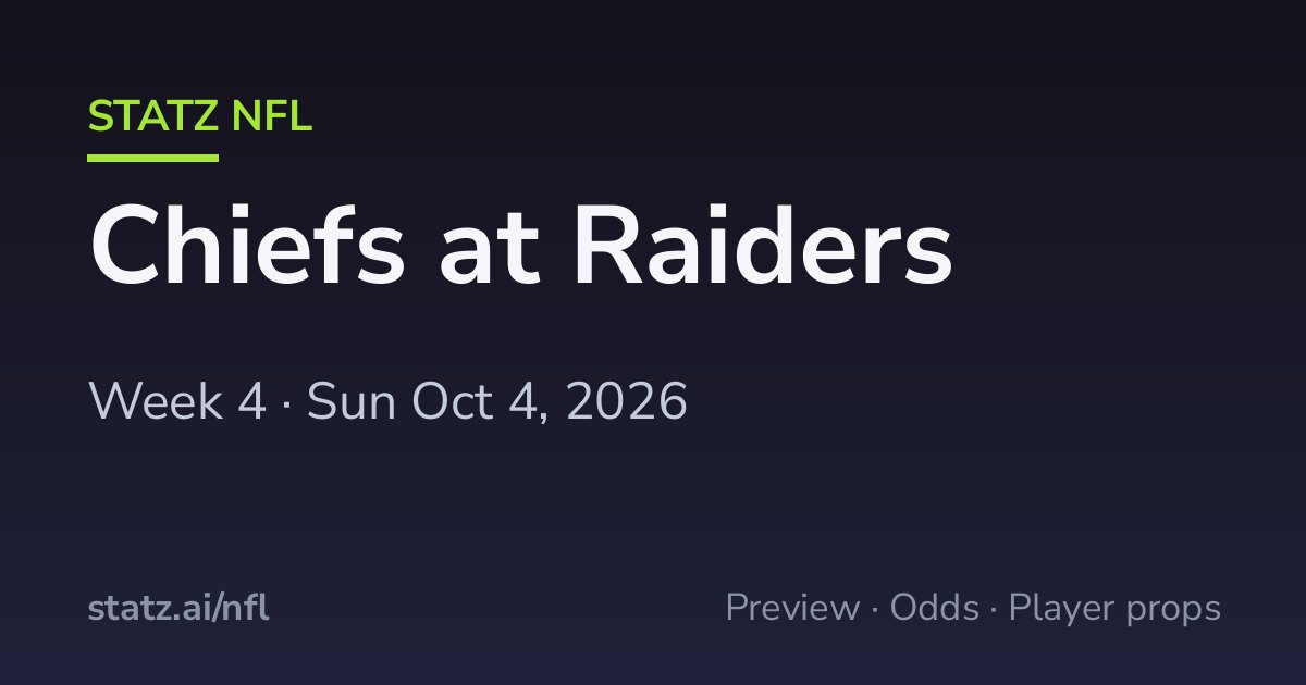 Kansas City Chiefs vs Las Vegas Raiders, Oct 4 2026 — Box Score ...