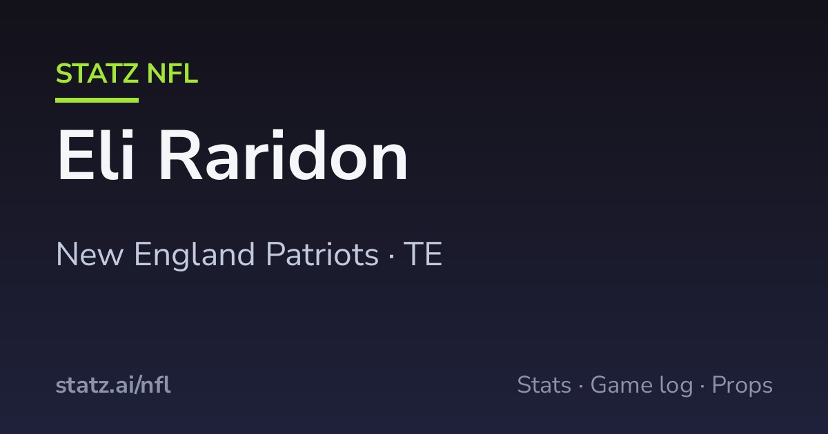 Eli Raridon Game Log: Every Game, Week by Week · Statz NFL